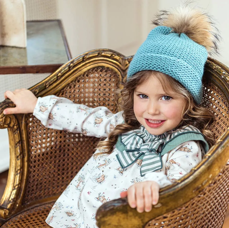 Angora vestido niña azul